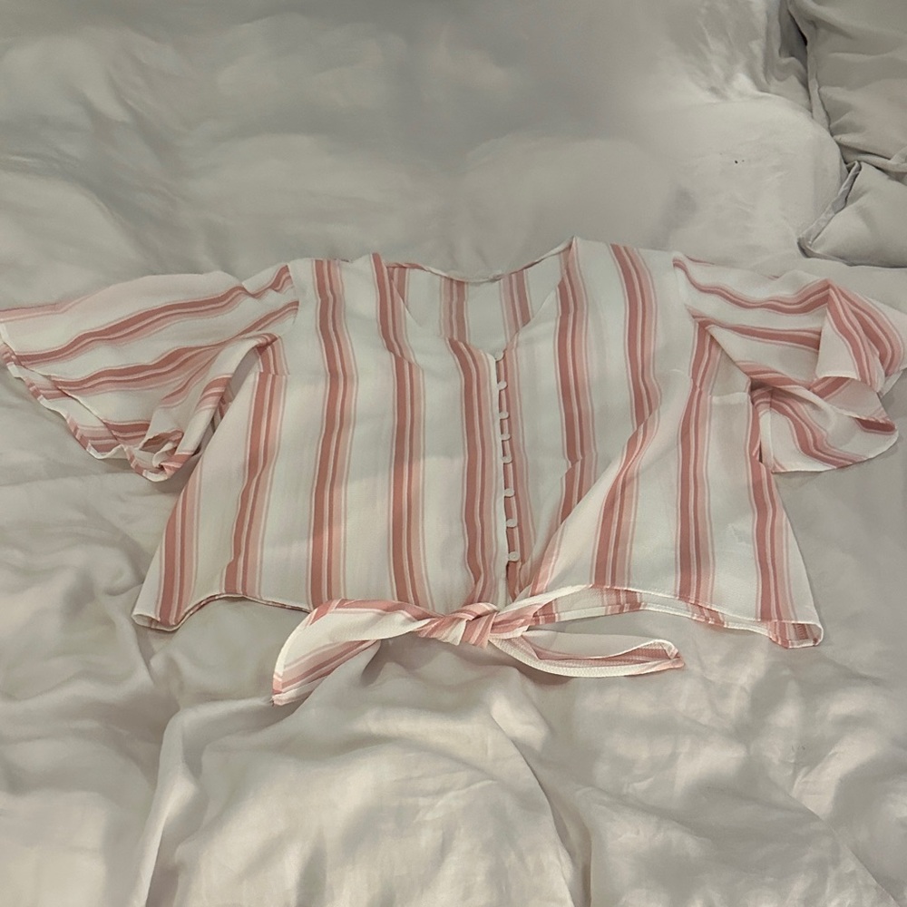 Lush Pink and White Striped Blouse